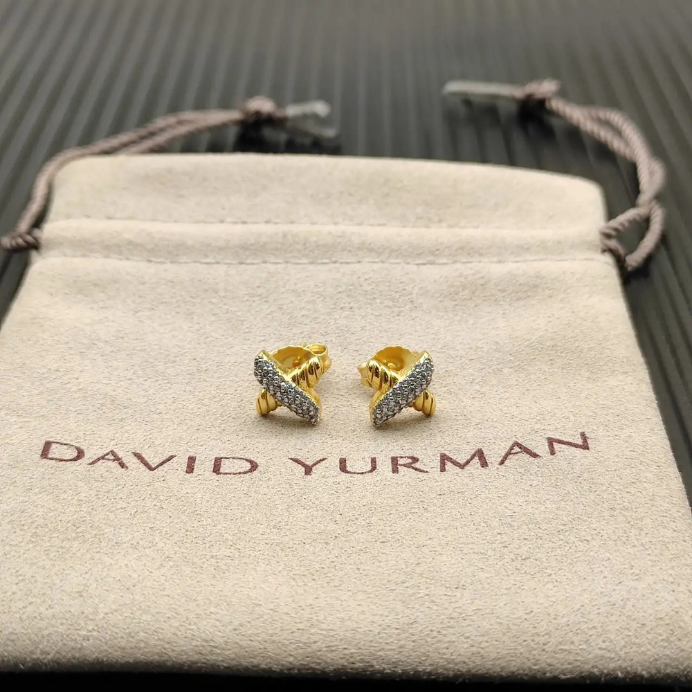 David Yurman Gold Diamond Stud Earrings